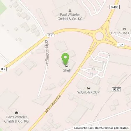 Standortübersicht der Tankstelle Shell Brilon Möhnestr. 50 in 59929 Brilon