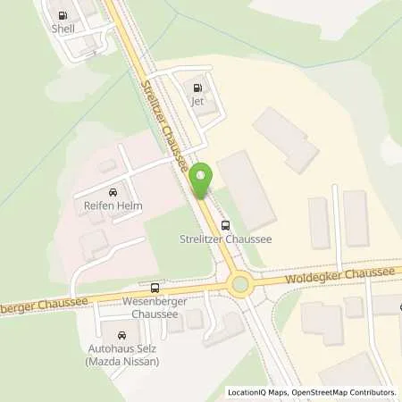 Standortübersicht der Tankstelle JET NEUSTRELITZ STRELITZER CHAUSSEE 234 in 17235 NEUSTRELITZ