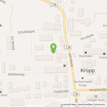 Standortübersicht der Benzin-Super-Diesel Tankstelle: Kropp (24848), Am MArkt 6 in 24848, Kropp