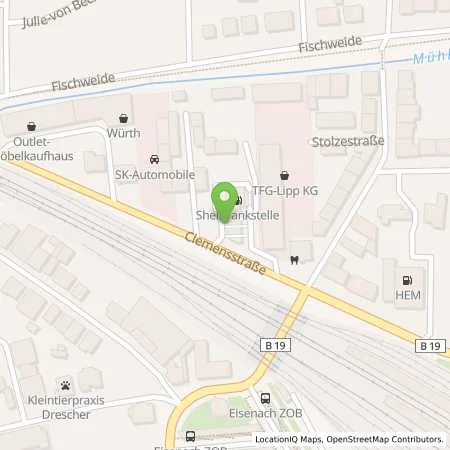 Standortübersicht der Tankstelle Shell Eisenach Clemensstr. 11 in 99817 Eisenach