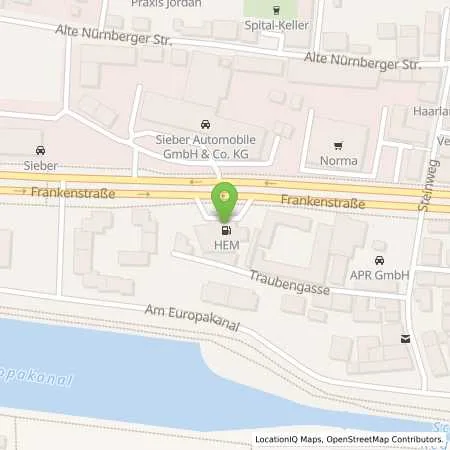 Standortübersicht der Tankstelle Regensburg, Frankenstr. 11 in 93059 Regensburg