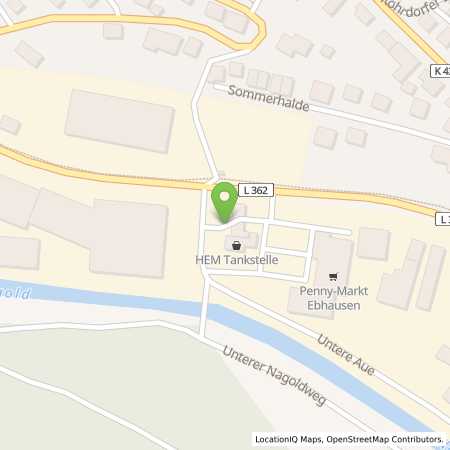 Standortübersicht der Benzin-Super-Diesel Tankstelle: Ebhausen, Nagolder Str. 64 in 72224, Ebhausen