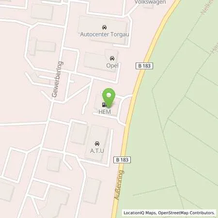 Standortübersicht der Tankstelle Torgau, Außenring 31 in 04860 Torgau