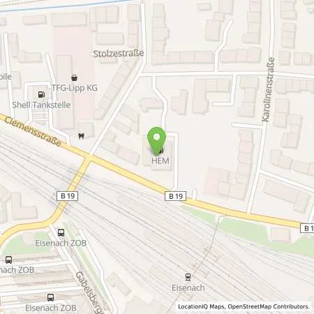Standortübersicht der Tankstelle Eisenach, Clemensstr. 19 in 99817 Eisenach