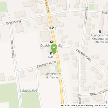 Standortübersicht der Tankstelle AVIA Tankstelle in 74889 Sinsheim (Hoffenheim)