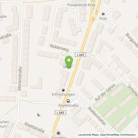 Standortübersicht der Tankstelle Shell Essen Krayer Str. 175 in 45307 Essen