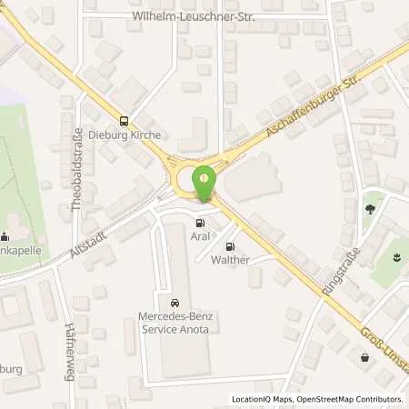 Standortübersicht der Tankstelle Aral Tankstelle in 64807 Dieburg