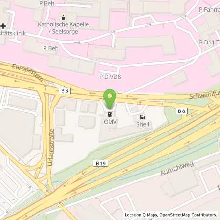 Standortübersicht der Tankstelle Würzburg Schweinfurter Strasse 42 in 97076 Würzburg