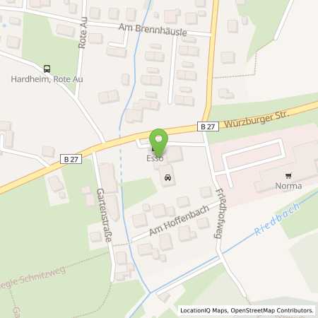 Standortübersicht der Benzin-Super-Diesel Tankstelle: Esso Tankstelle in 74736, HARDHEIM