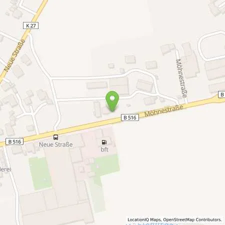 Standortübersicht der Tankstelle Bft Warstein Möhnestraße 72-74 in 59581 Warstein