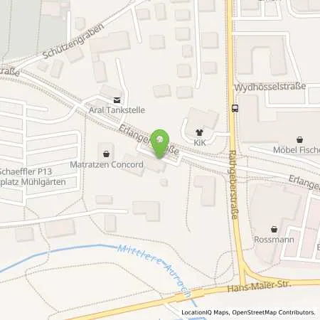 Standortübersicht der Tankstelle Herzogenaurach Erlanger Strasse 56 in 91074 Herzogenaurach