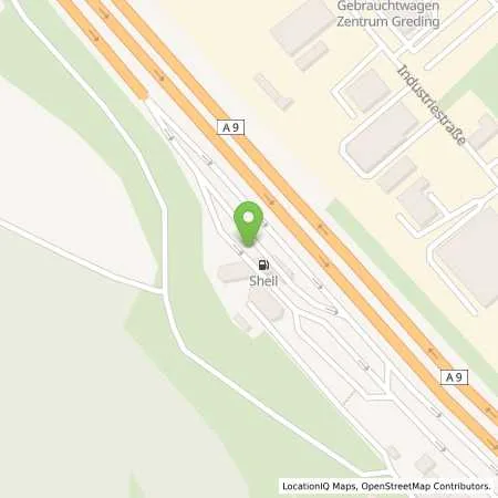 Standortübersicht der Tankstelle Shell Greding A9 Greding West in 91171 Greding