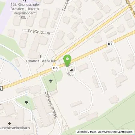 Standortübersicht der Tankstelle TotalEnergies Dresden in 01099 Dresden