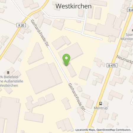 Standortübersicht der Benzin-Super-Diesel Tankstelle: Raiffeisen Ostmünsterland eG in 59320, Westkirchen