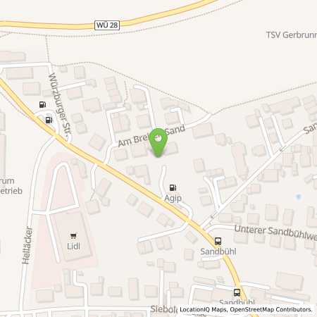 Standortübersicht der Benzin-Super-Diesel Tankstelle: GERBRUNN - WUERZBURGER STRASSE 4 in 97218, Gerbrunn
