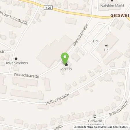 Standortübersicht der Tankstelle Access Siegen in 57078 Siegen