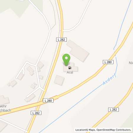 Standortübersicht der Benzin-Super-Diesel Tankstelle: Aral Tankstelle in 57572, Niederfischbach