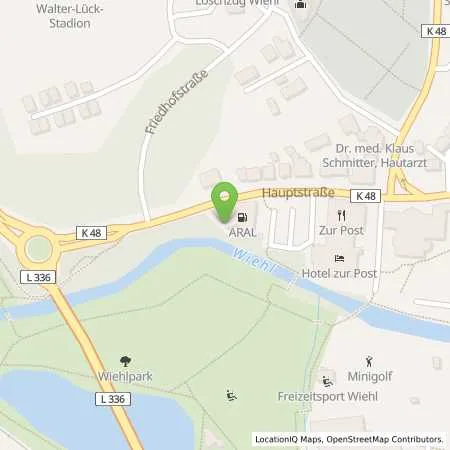 Standortübersicht der Tankstelle Aral Tankstelle in 51674 Wiehl