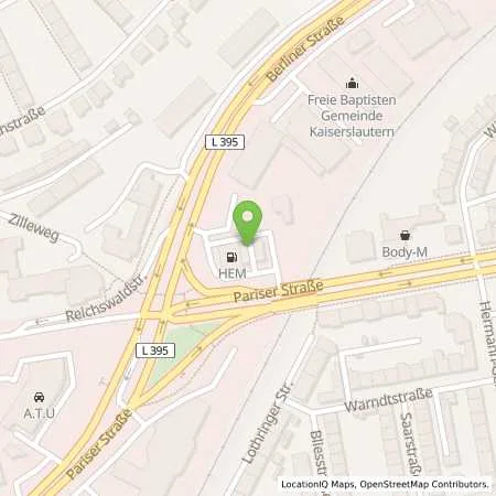 Standortübersicht der Tankstelle Kaiserslautern, Pariser Str. 188 in 67655 Kaiserslautern