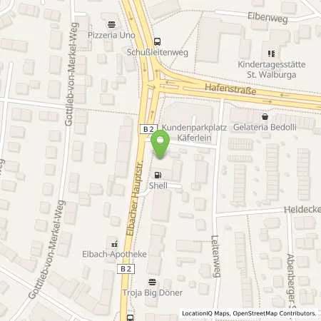 Standortübersicht der Tankstelle Shell Nuernberg Eibacher Hauptstr. 17 in 90451 Nuernberg