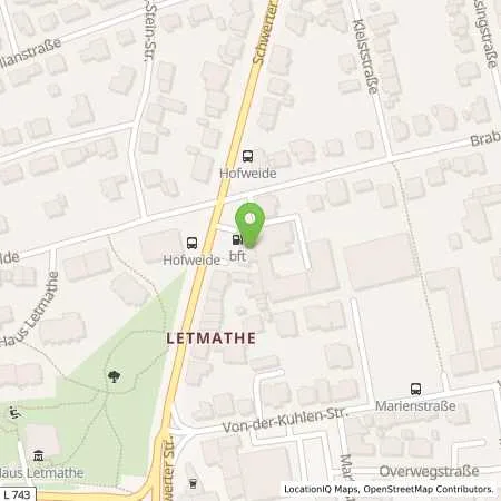 Standortübersicht der Tankstelle bft-Station Sabrina Grigutsch in 58642 Iserlohn