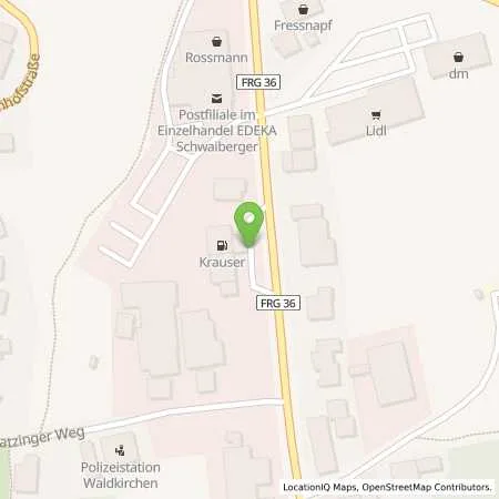 Standortübersicht der Tankstelle Waldkirchen Bannholzstraße 31 in 94065 Waldkirchen