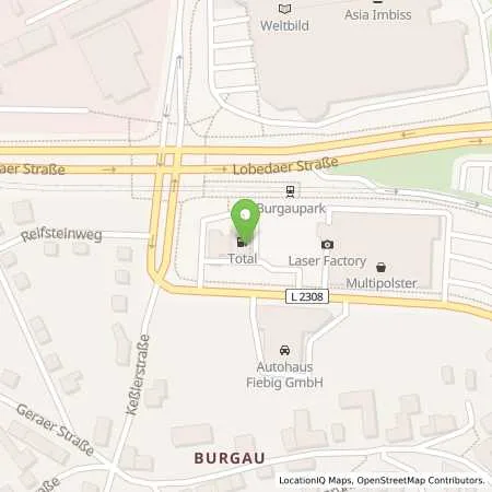 Standortübersicht der Tankstelle TotalEnergies Jena in 07745 Jena