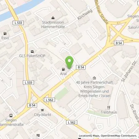 Standortübersicht der Tankstelle Aral Tankstelle in 57072 Siegen