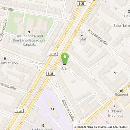 Standortübersicht der Tankstelle Aral Tankstelle in 68167 Mannheim