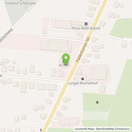 Standortübersicht der Tankstelle Access Schlangen in 33189 Schlangen