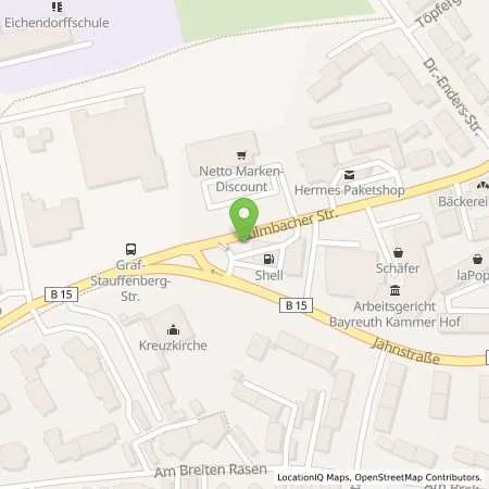 Standortübersicht der Tankstelle Shell Hof Jahnstr. 46 in 95030 Hof