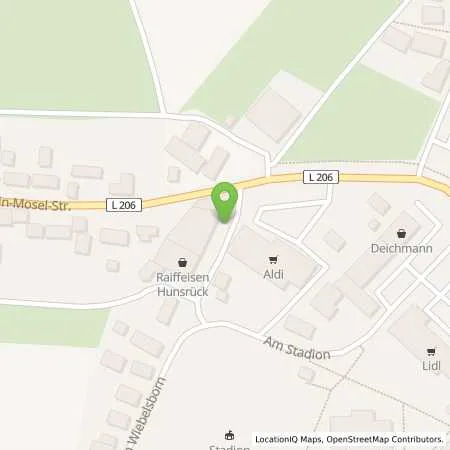 Standortübersicht der Tankstelle Raiffeisen Hunsrück Handelsgesellschaft mbH in 56281 Emmelshausen