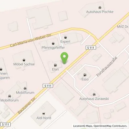 Standortübersicht der Tankstelle Elan Bischofswerda in 01877 Bischofswerda