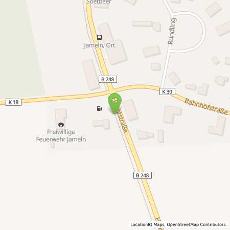 Standortübersicht der Benzin-Super-Diesel Tankstelle: Raiffeisen-Warengenossenschaft Jameln eG in 29479, Jameln