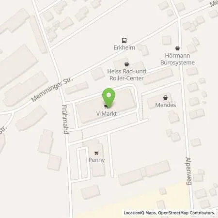 Standortübersicht der Tankstelle V-Markt Erkheim in 87746 Erkheim