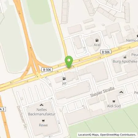 Standortübersicht der Tankstelle JET KOELN BERG. GLADBACHER STR. 388 in 51067 KOELN