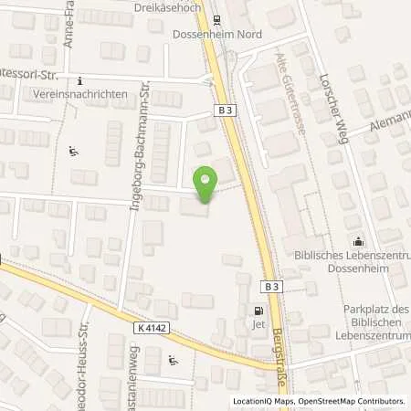 Standortübersicht der Tankstelle JET DOSSENHEIM BERGSTR. 31 in 69221 DOSSENHEIM