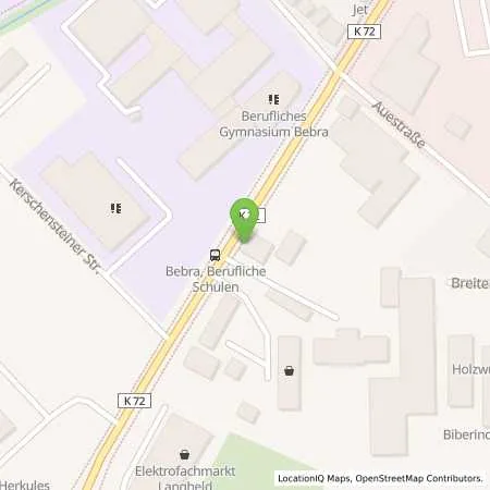 Standortübersicht der Tankstelle JET BEBRA HERSFELDER STRASSE 37 in 36179 BEBRA