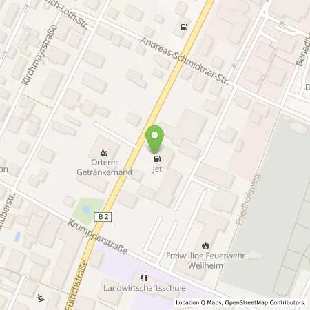 Standortübersicht der Tankstelle JET WEILHEIM PUETRICHSTR. 22 in 82362 WEILHEIM