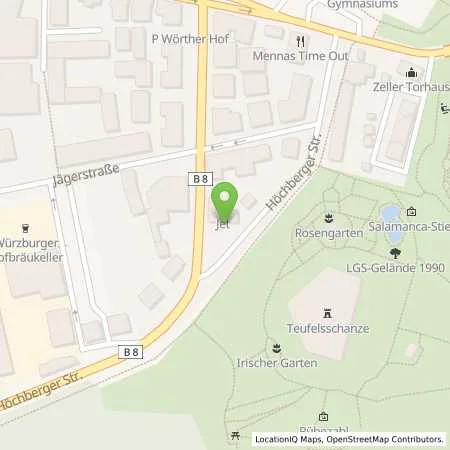 Standortübersicht der Tankstelle JET WUERZBURG HOECHBERGER STR. 10 in 97082 WUERZBURG
