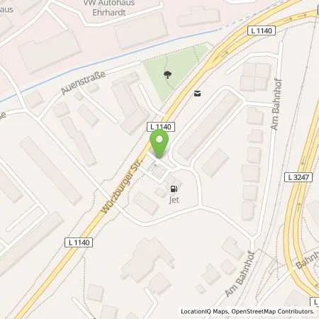 Standortübersicht der Tankstelle JET SUHL WUERZBURGER STR. 3 in 98527 SUHL