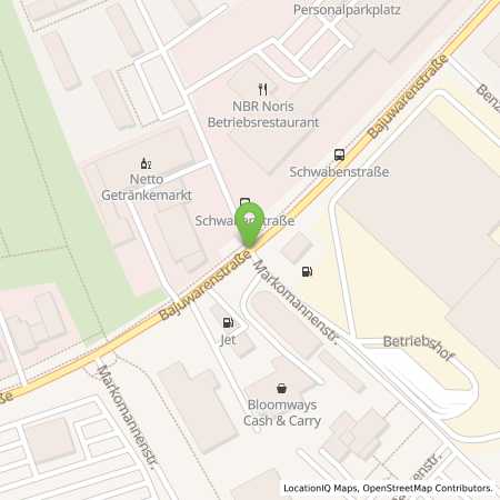 Standortübersicht der Benzin-Super-Diesel Tankstelle: JET REGENSBURG BAJUWARENSTR. 5 in 93053, REGENSBURG