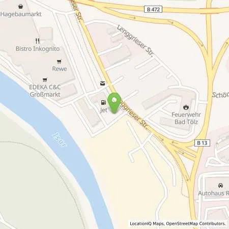Standortübersicht der Tankstelle JET BAD TOELZ LENGGRIESER STR. 48 in 83646 BAD TOELZ