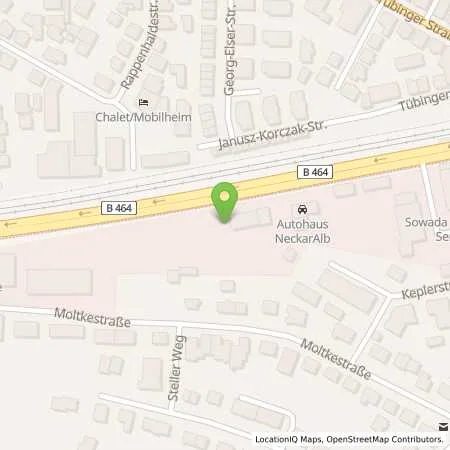 Standortübersicht der Tankstelle JET REUTLINGEN KONRAD-ADENAUER-STR. 63 in 72762 REUTLINGEN