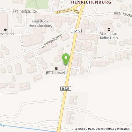 Standortübersicht der Benzin-Super-Diesel Tankstelle: JET CASTROP-RAUXEL HENRICHENBURGER STR. 167 in 44581, CASTROP-RAUXEL