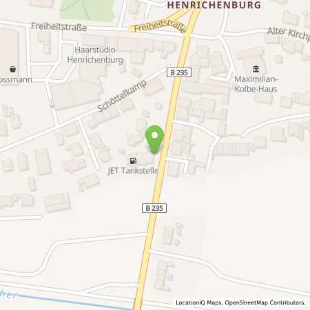 Standortübersicht der Tankstelle JET CASTROP-RAUXEL HENRICHENBURGER STR. 167 in 44581 CASTROP-RAUXEL