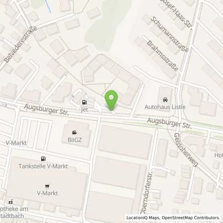 Standortübersicht der Tankstelle JET GUENZBURG AUGSBURGER STR. 53 in 89312 GUENZBURG