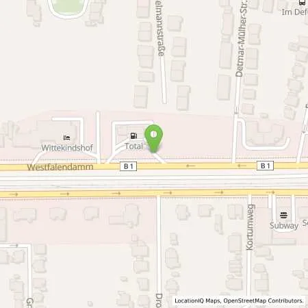 Standortübersicht der Tankstelle TotalEnergies Dortmund in 44141 Dortmund