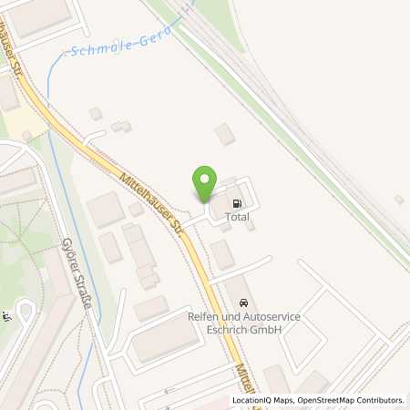 Standortübersicht der Benzin-Super-Diesel Tankstelle: TotalEnergies Erfurt in 99089, Erfurt
