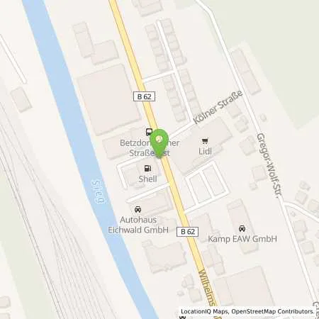 Standortübersicht der Tankstelle Shell Betzdorf Wilhelmstr. 130 in 57518 Betzdorf